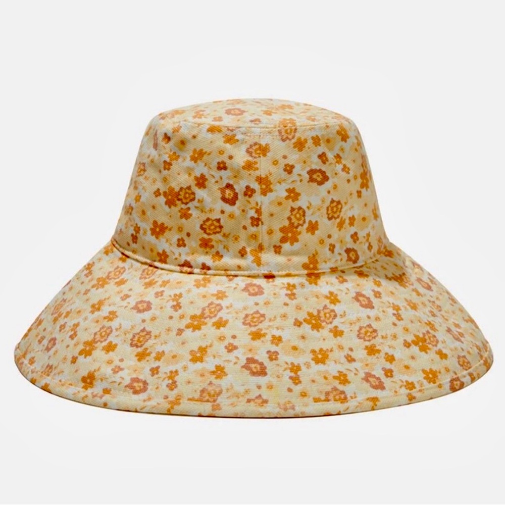 Lack Of Color Floral Brim Hat in Cream and Orange